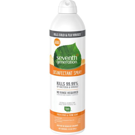 SEVENTH GENERATION Disinfectant Cleaner, 13.9 fl oz (0.4 quart) Fresh Citrus & Thyme, Clear SEV22980CT